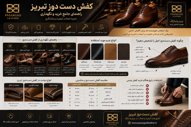 کفش دستدوز تبریز؛ راهنمای جامع خرید، تشخیص اصالت، مزایا