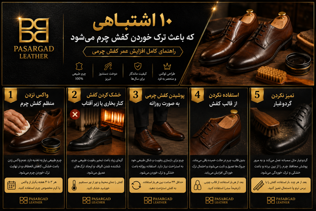 ۱۰ اشتباهی که باعث ترک خوردن کفش چرم میشود
