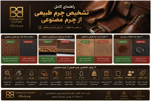 تشخیص چرم طبیعی از مصنوعی | ۱۲ روش کاربردی + راهنمای خرید